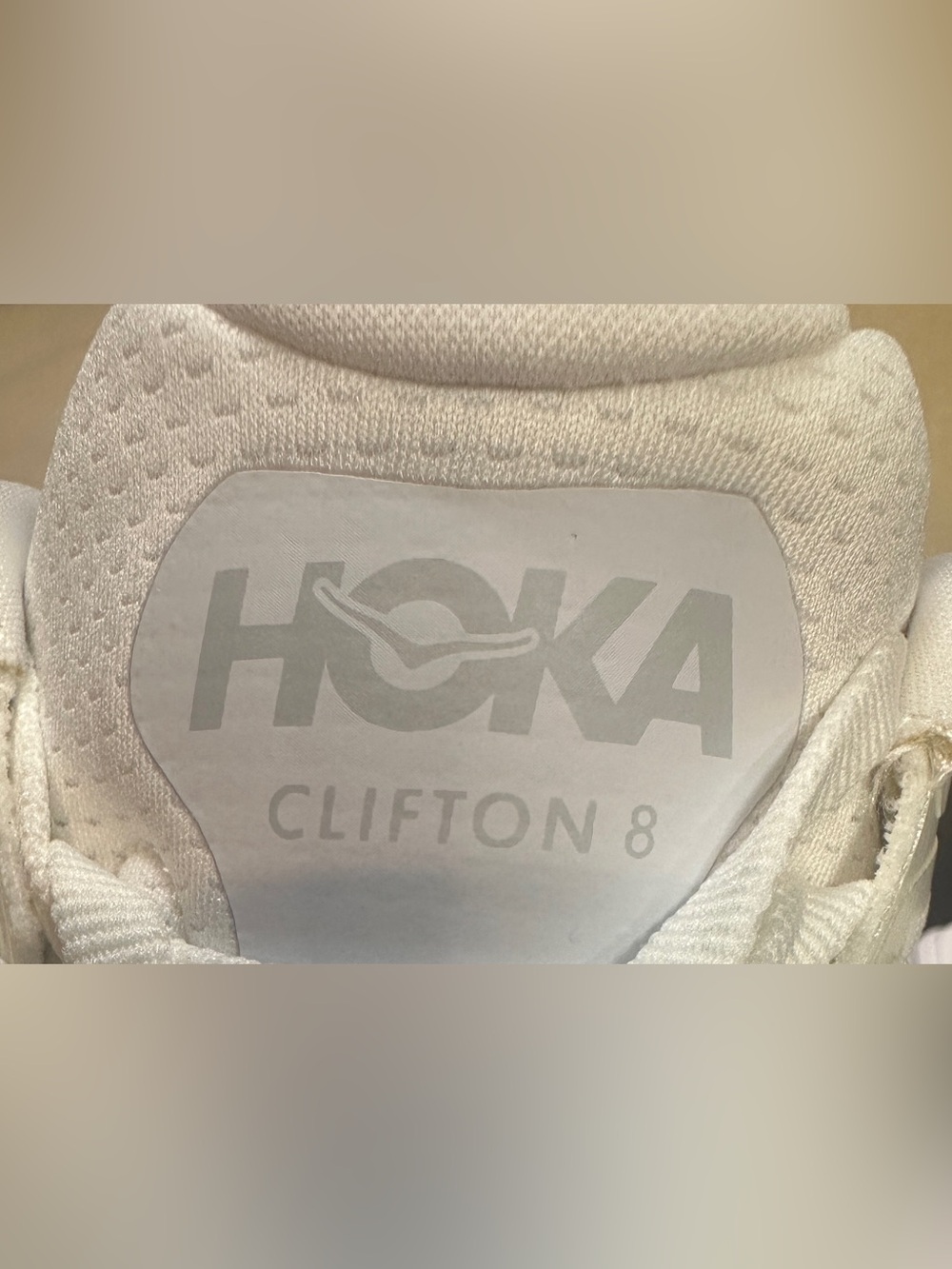 Hoka One One Clifton 8 Running Shoes White with Silver/Gray Accents Men’s Sz 8D - Picture 6 of 11